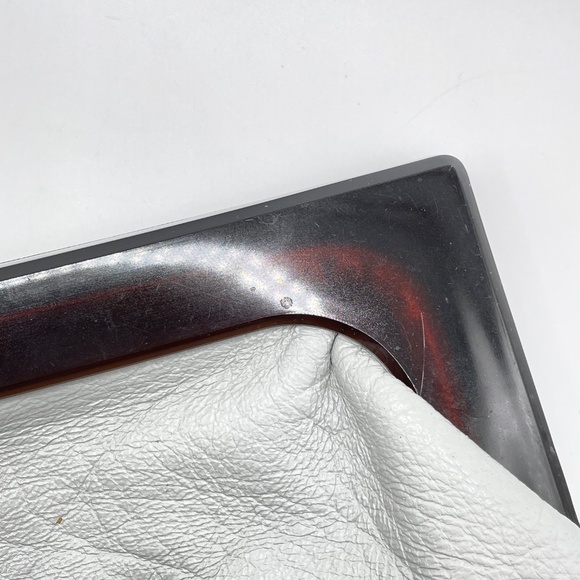 Italian Leather Lt Gray Lucite Clutch Purse Handbag Vintage - Picture 7 of 16